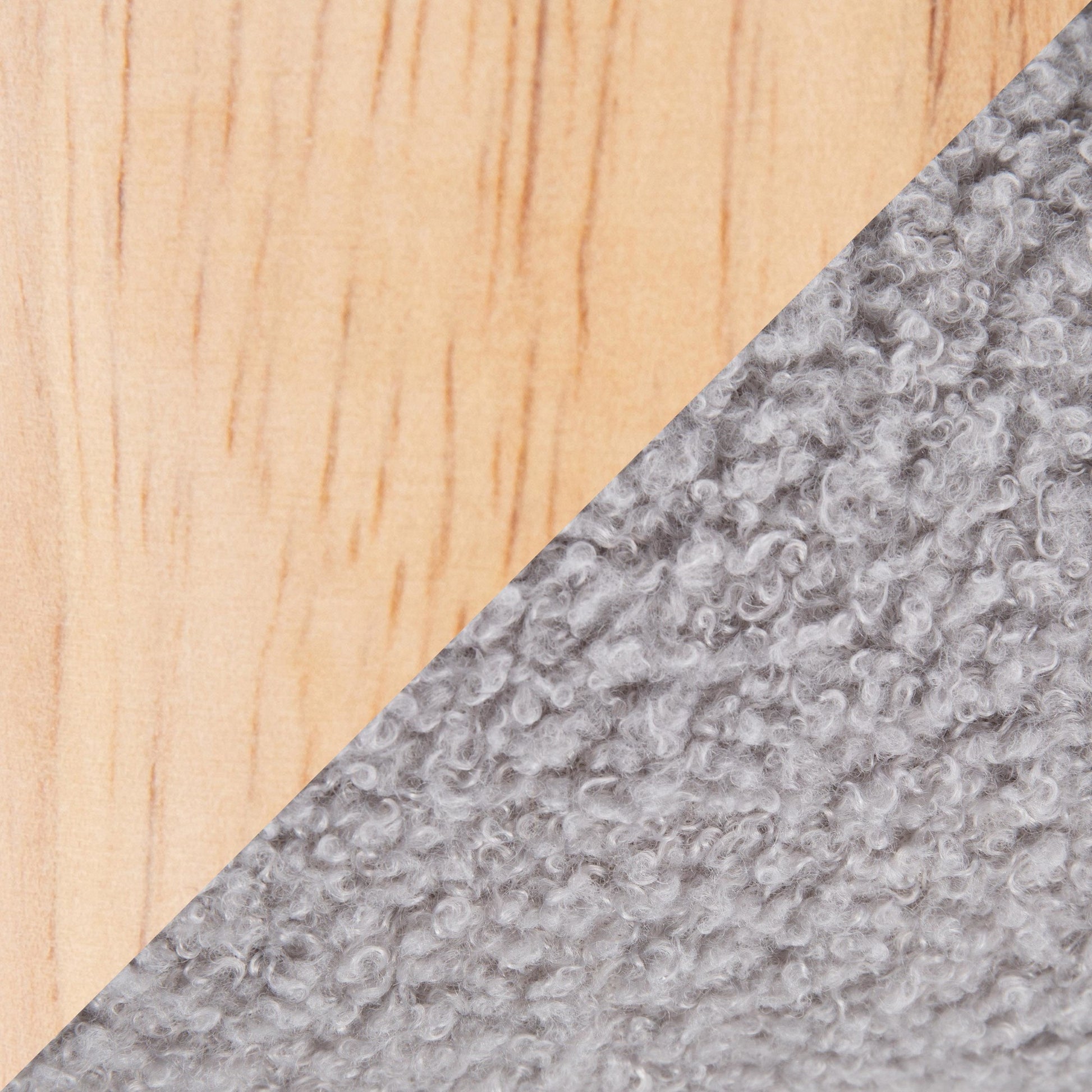 Cloud Contemporary Chair in Natural Wood and Grey Sherpa Fabric with Ottoman By LumiSource | Side Chairs | Modishstore - 3