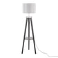 Compass Mid-Century Modern Floor Lamp with Shelf in Black Wood, Silver Metal and Grey Linen By LumiSource | Floor Lamps | Modishstore - 8
