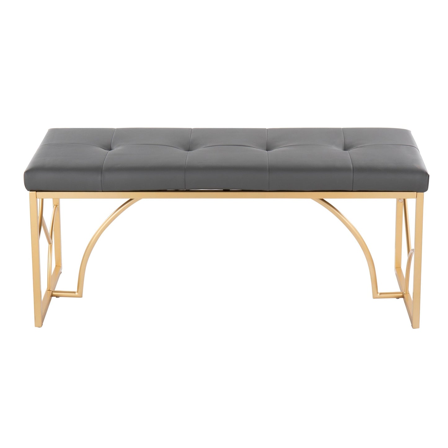 Constellation Contemporary Bench in Gold Metal and Black Faux Leather By LumiSource | Dining Chairs | Modishstore - 17