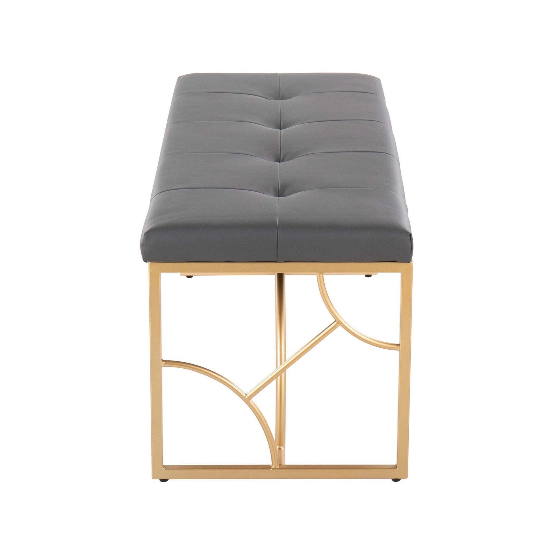 Constellation Contemporary Bench in Gold Metal and Black Faux Leather By LumiSource | Dining Chairs | Modishstore - 15