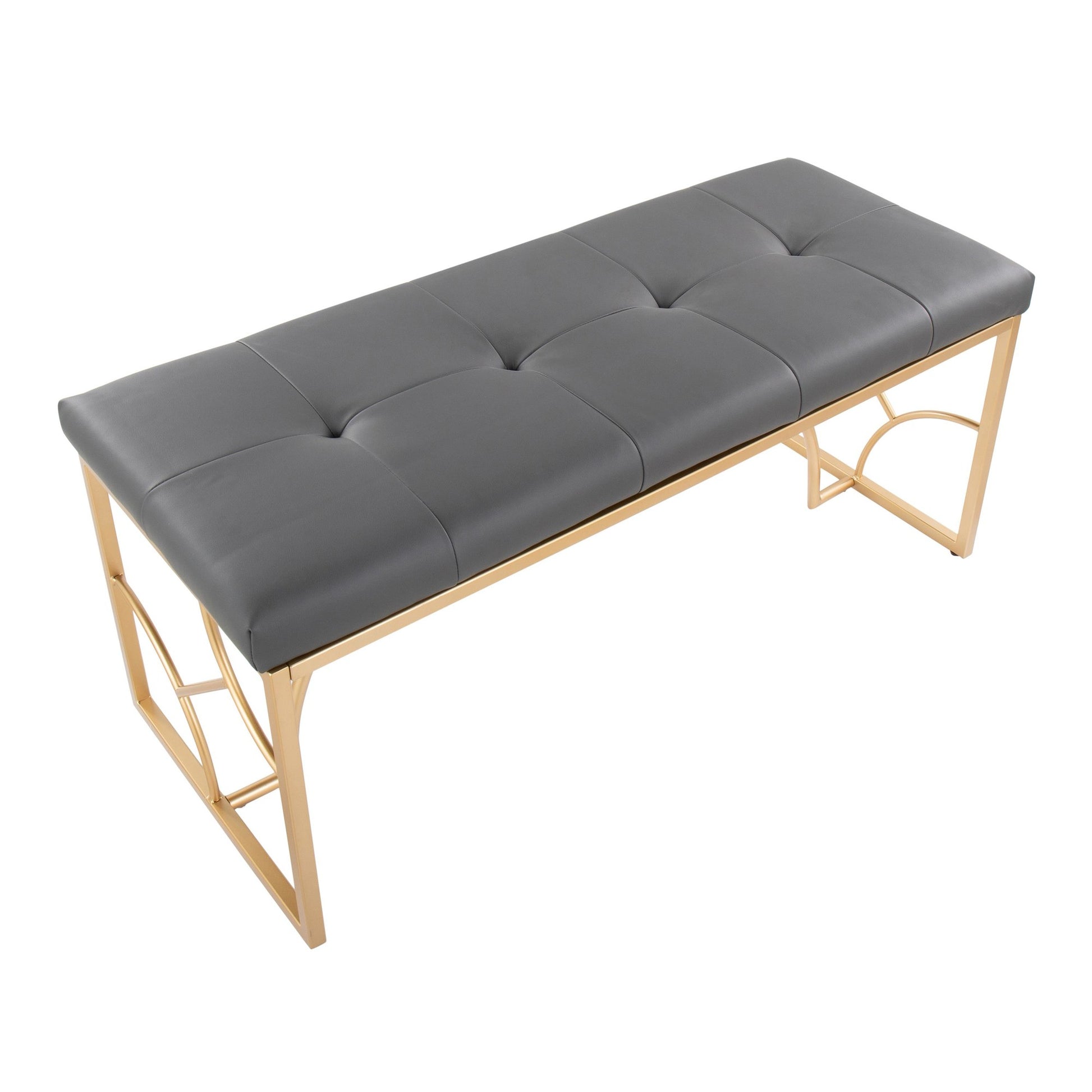 Constellation Contemporary Bench in Gold Metal and Black Faux Leather By LumiSource | Dining Chairs | Modishstore - 18