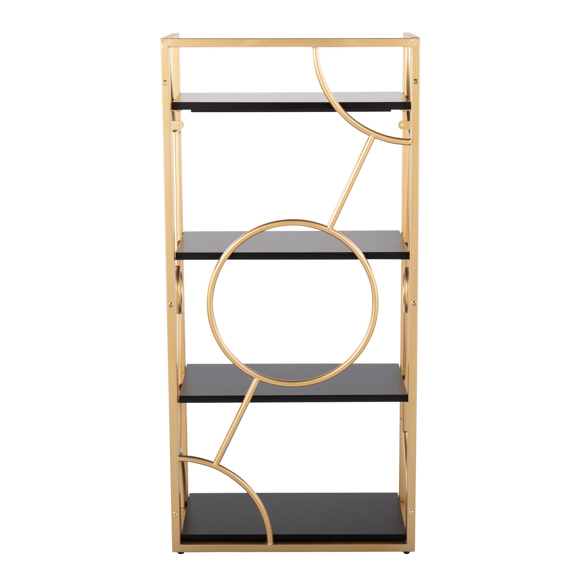 Constellation Contemporary Bookcase in Gold Metal and Black Wood By LumiSource | Bookcases | Modishstore - 5