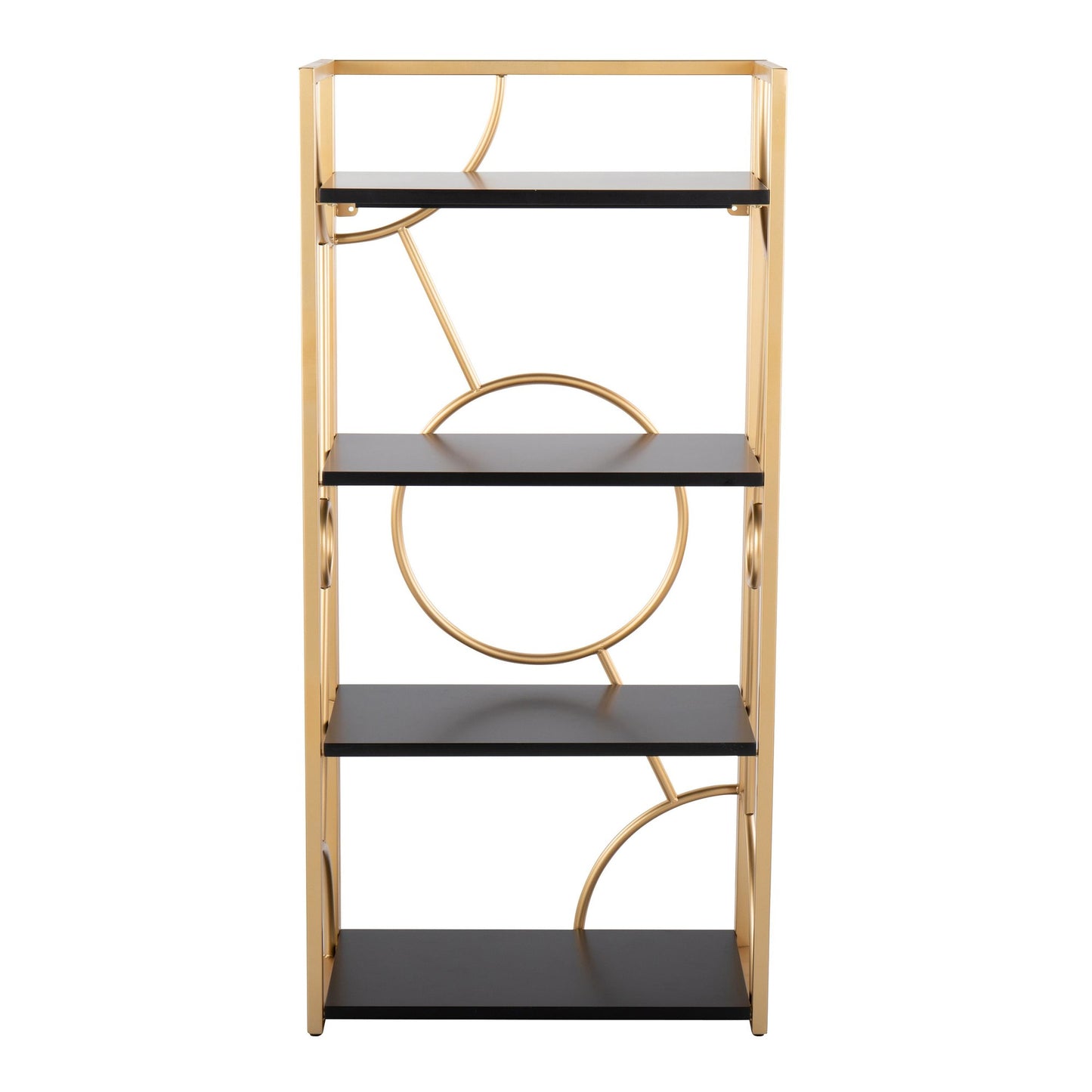 Constellation Contemporary Bookcase in Gold Metal and Black Wood By LumiSource | Bookcases | Modishstore - 6
