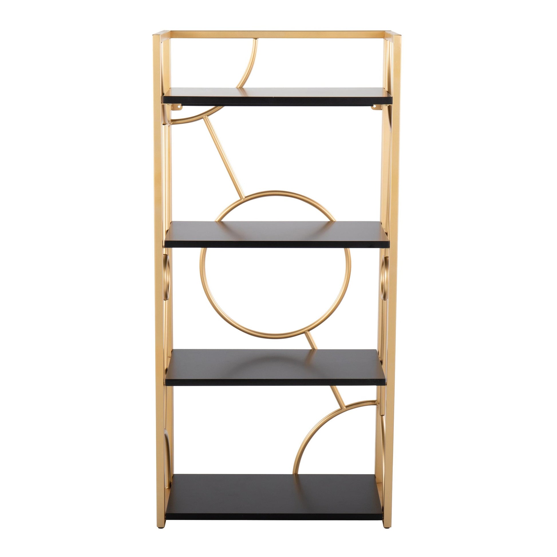 Constellation Contemporary Bookcase in Gold Metal and Black Wood By LumiSource | Bookcases | Modishstore - 6