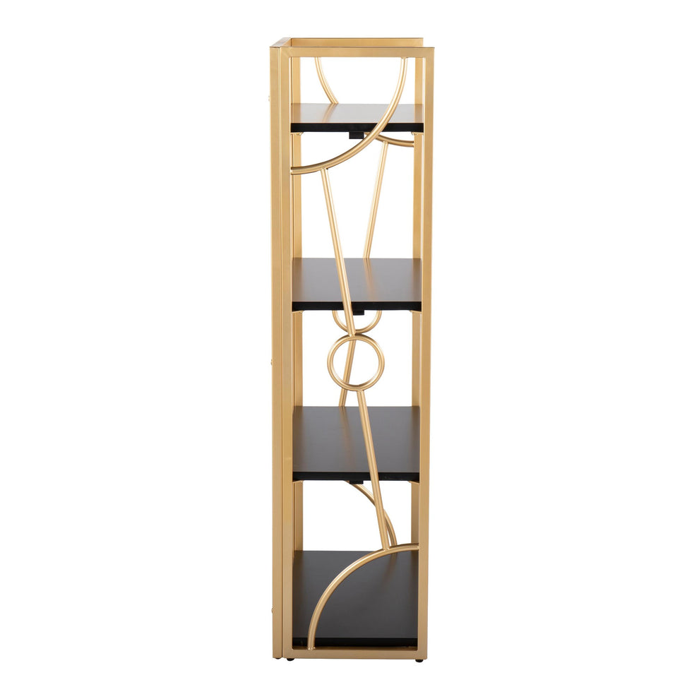 Constellation Contemporary Bookcase in Gold Metal and Black Wood By LumiSource | Bookcases | Modishstore - 4