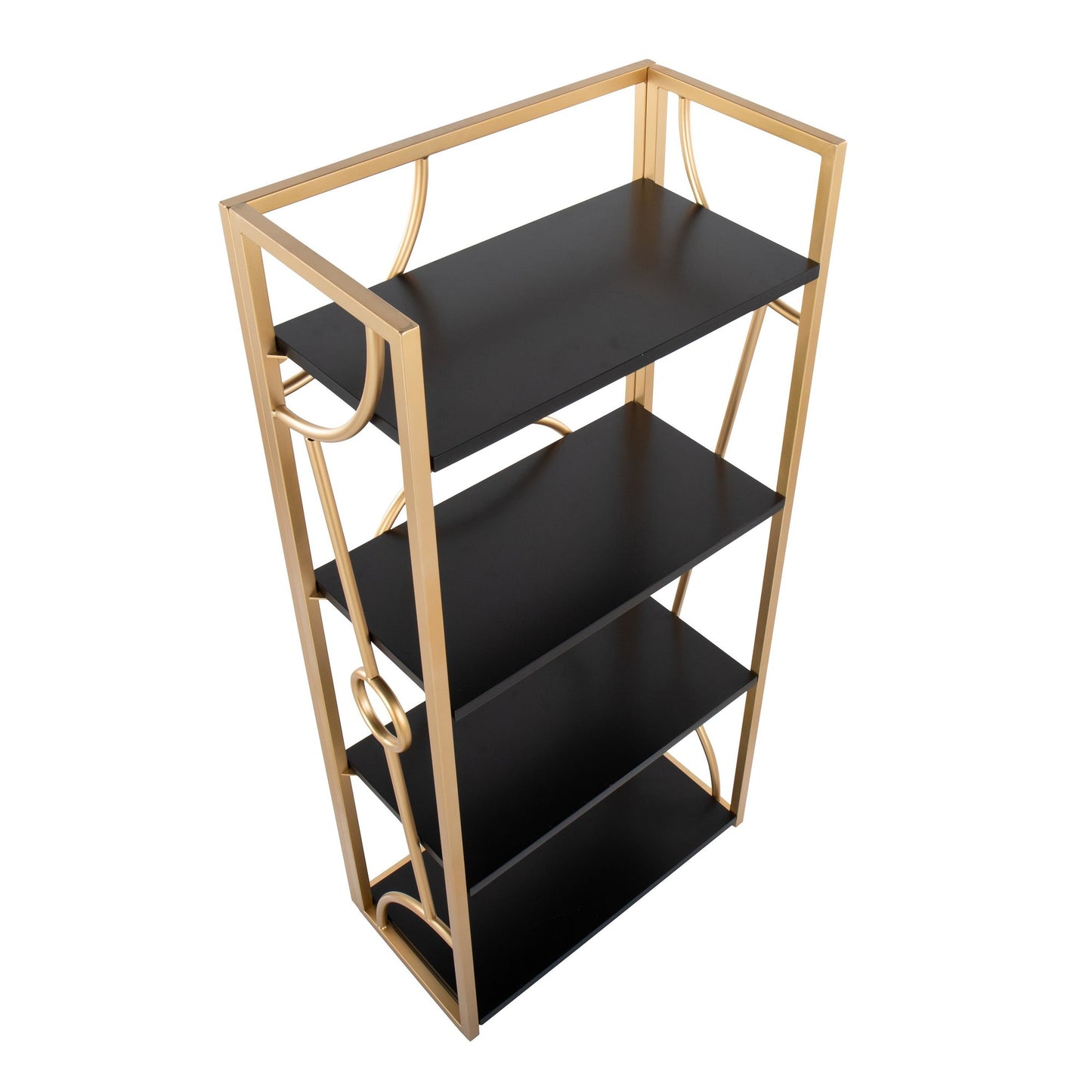 Constellation Contemporary Bookcase in Gold Metal and Black Wood By LumiSource | Bookcases | Modishstore - 7