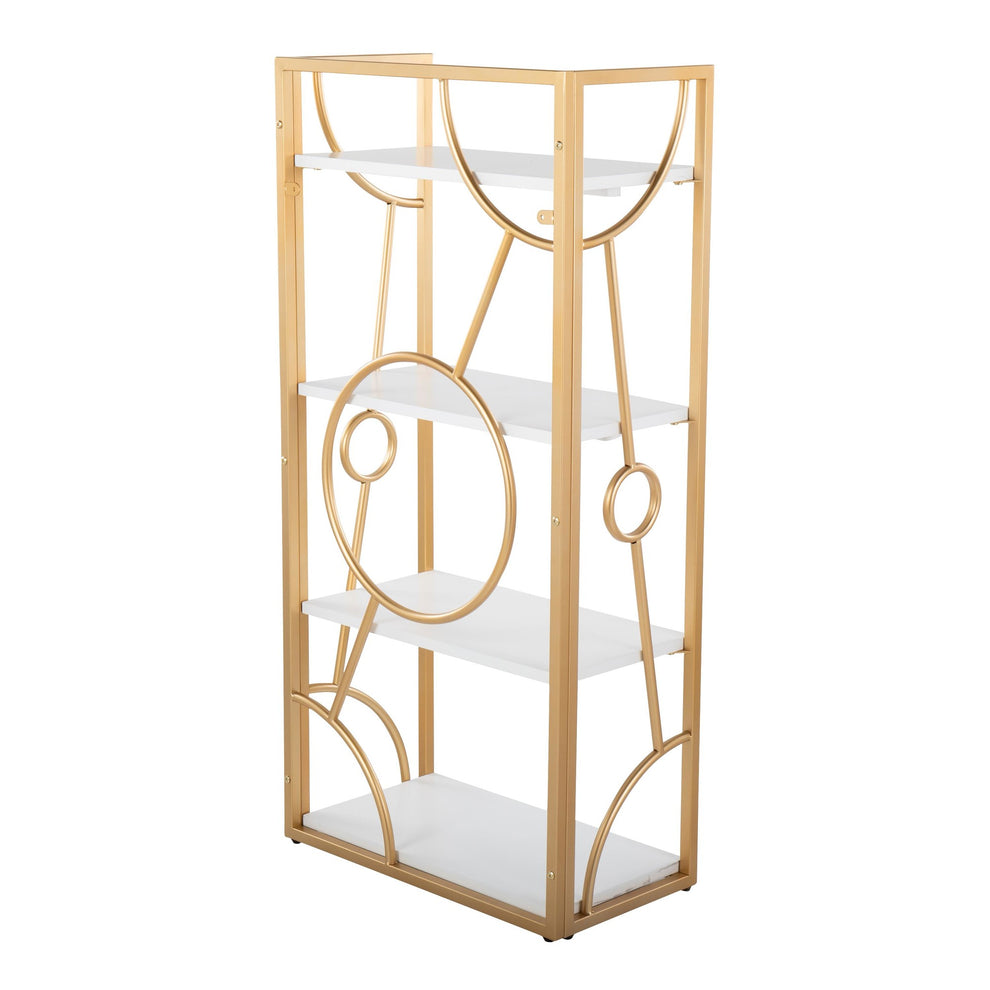 Constellation Contemporary Bookcase in Gold Metal and Black Wood By LumiSource | Bookcases | Modishstore - 12