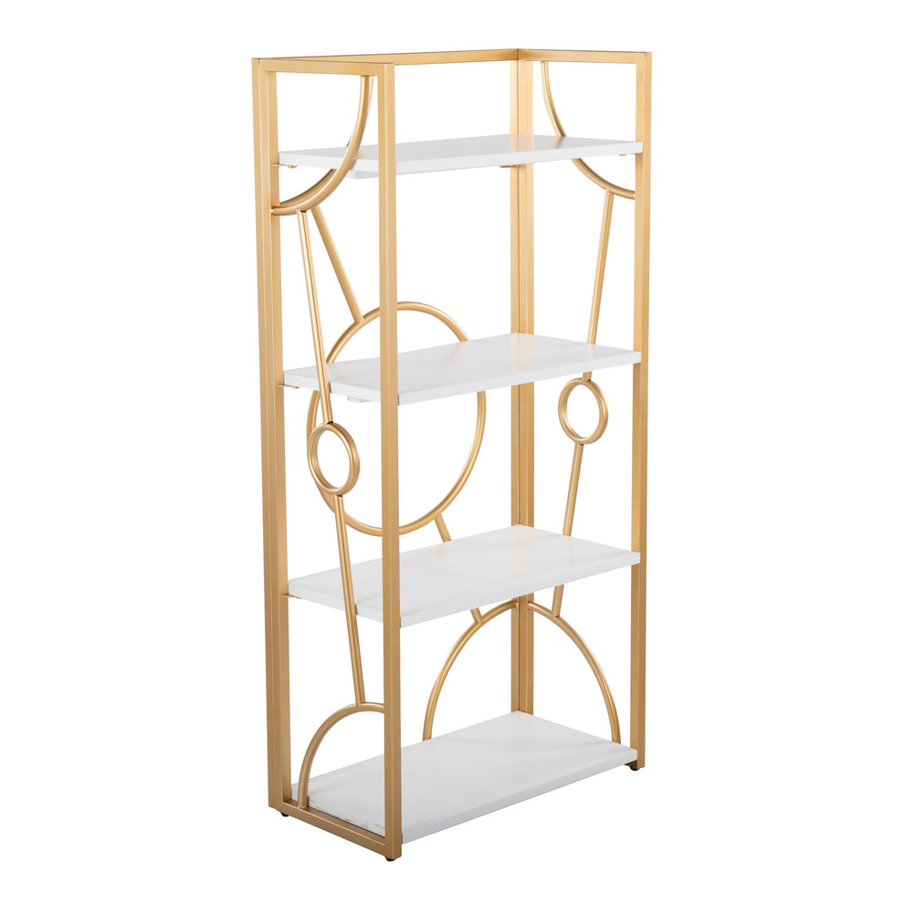 Constellation Contemporary Bookcase in Gold Metal and Black Wood By LumiSource | Bookcases | Modishstore - 8