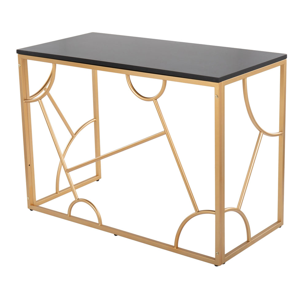 Constellation Contemporary Desk in Gold Metal and Black Wood By LumiSource | Desks | Modishstore - 5