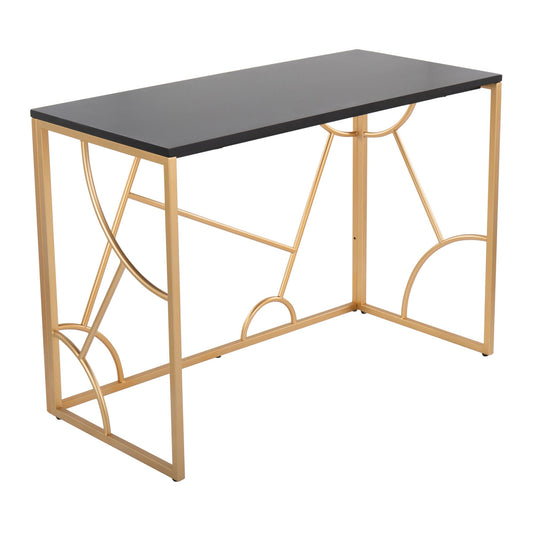 Constellation Contemporary Desk in Gold Metal and Black Wood By LumiSource | Desks | Modishstore