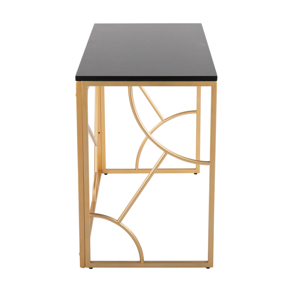 Constellation Contemporary Desk in Gold Metal and Black Wood By LumiSource | Desks | Modishstore - 4