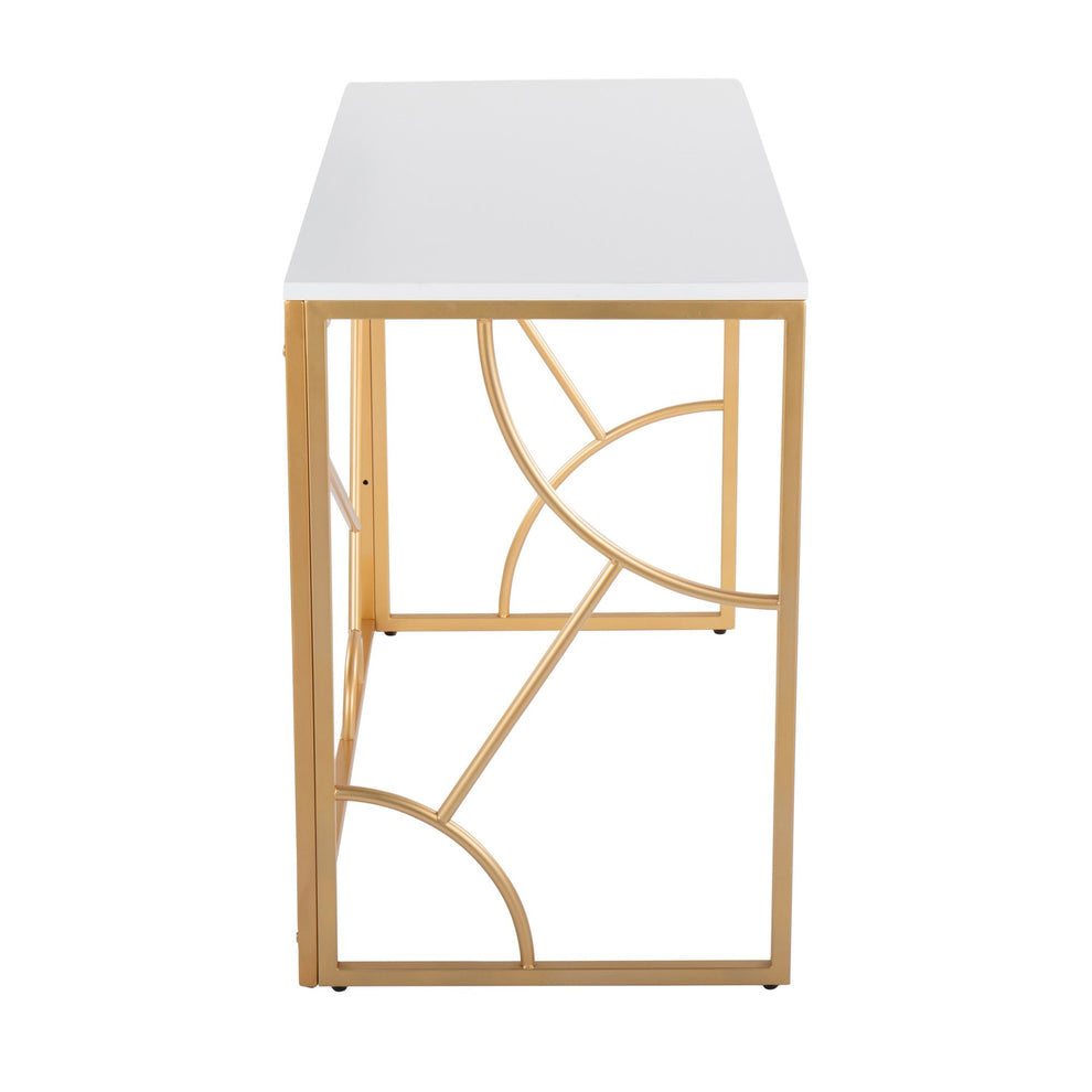 Constellation Contemporary Desk in Gold Metal and Black Wood By LumiSource | Desks | Modishstore - 11