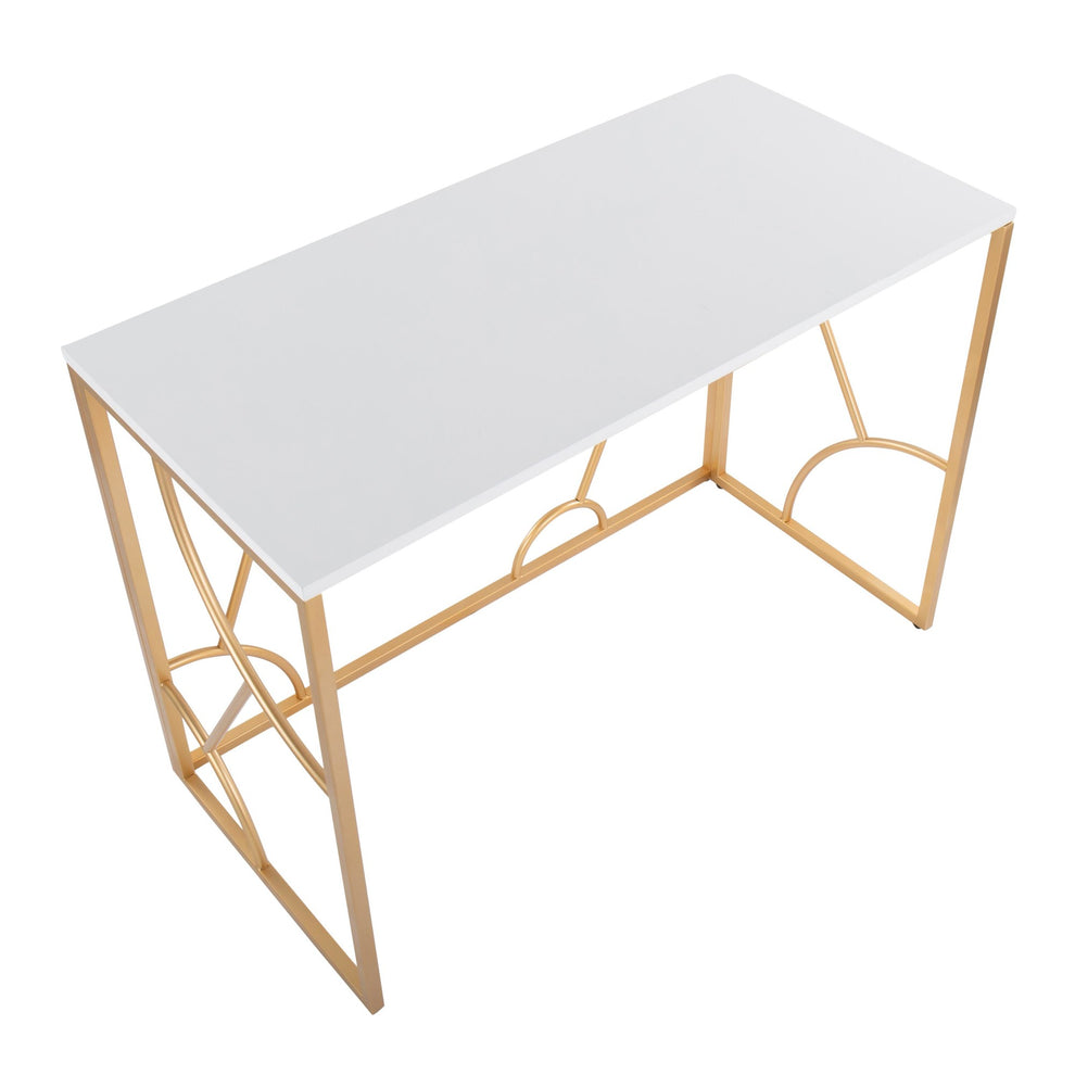 Constellation Contemporary Desk in Gold Metal and Black Wood By LumiSource | Desks | Modishstore - 9