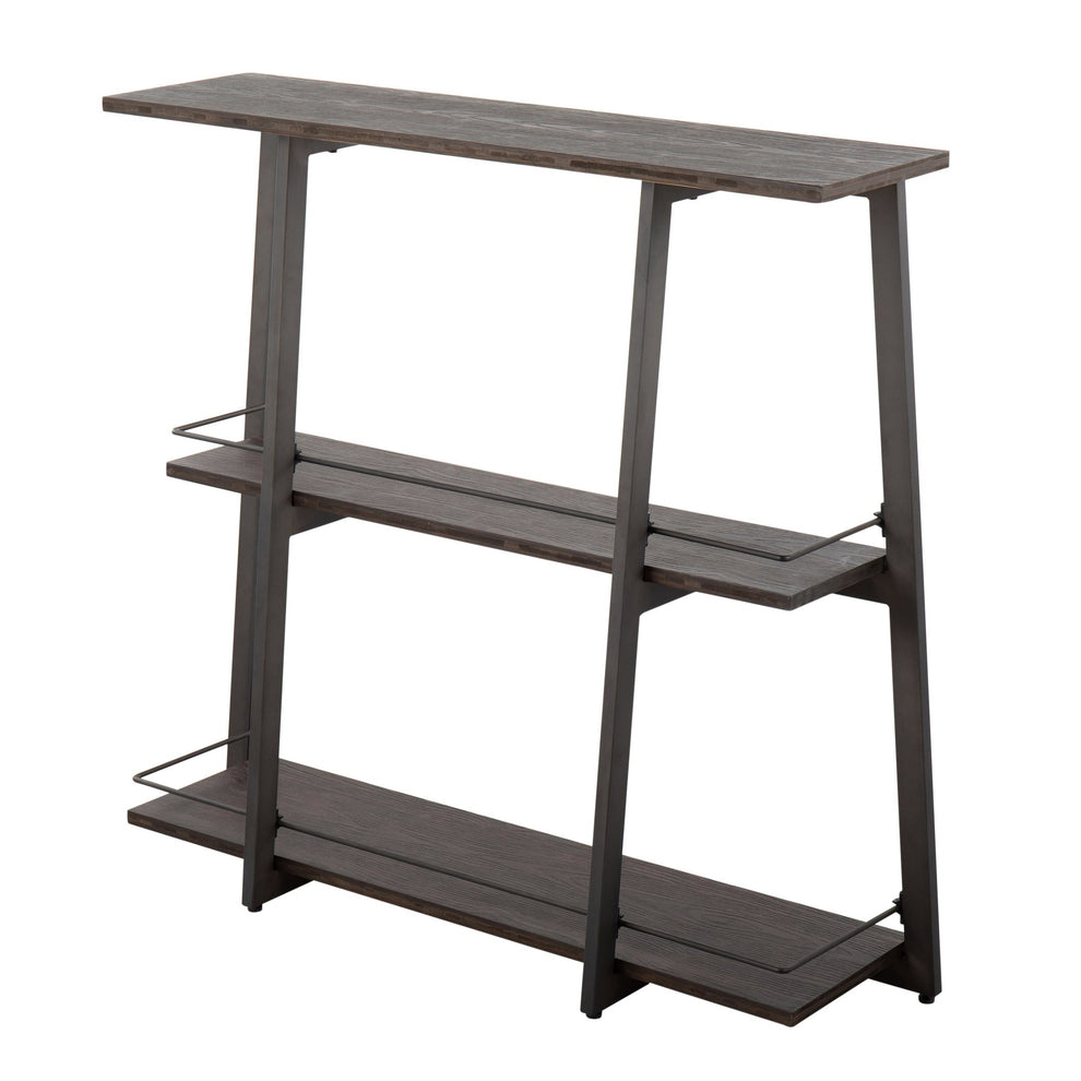 Converge Industrial Bookcase in Antique Steel and Espresso Bamboo By LumiSource | Bookcases | Modishstore - 5