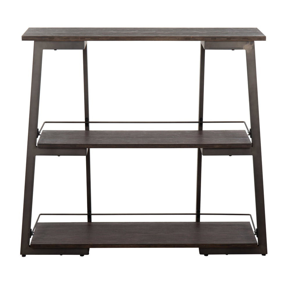 Converge Industrial Bookcase in Antique Steel and Espresso Bamboo By LumiSource | Bookcases | Modishstore - 7