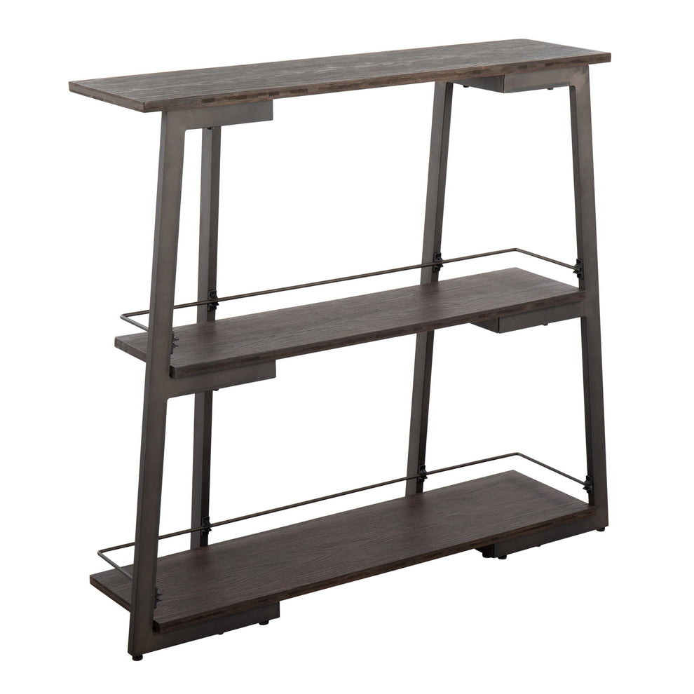 Converge Industrial Bookcase in Antique Steel and Espresso Bamboo By LumiSource | Bookcases | Modishstore