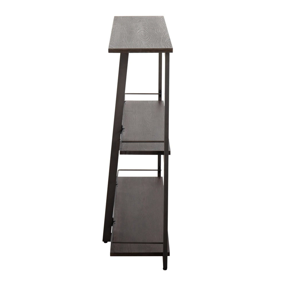 Converge Industrial Bookcase in Antique Steel and Espresso Bamboo By LumiSource | Bookcases | Modishstore - 4