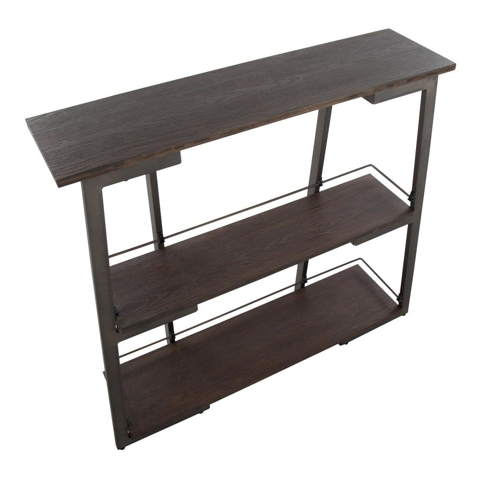 Converge Industrial Bookcase in Antique Steel and Espresso Bamboo By LumiSource | Bookcases | Modishstore - 2