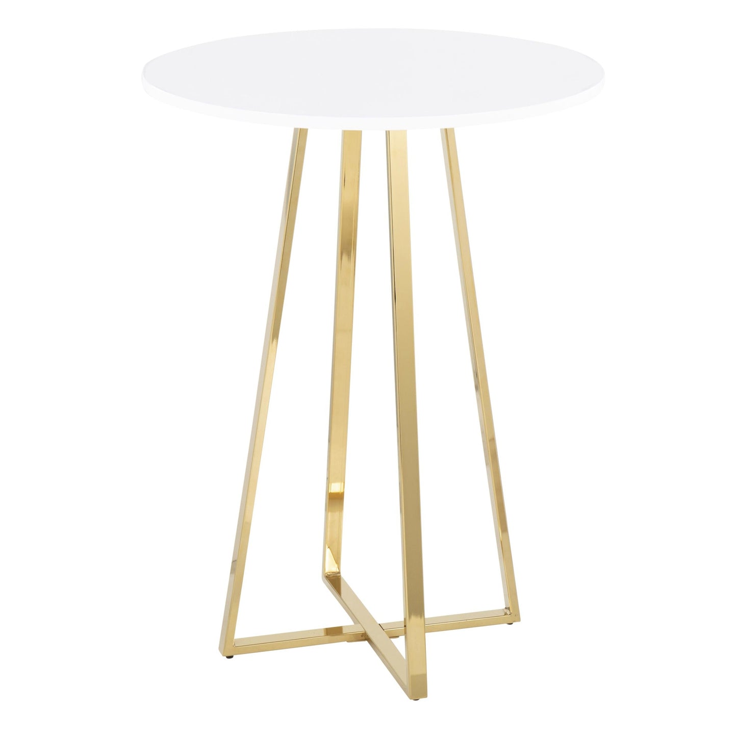Cosmo Cece Contemporary/Glam Counter Table in Gold Steel and White Wood By LumiSource | Bar Tables | Modishstore - 4