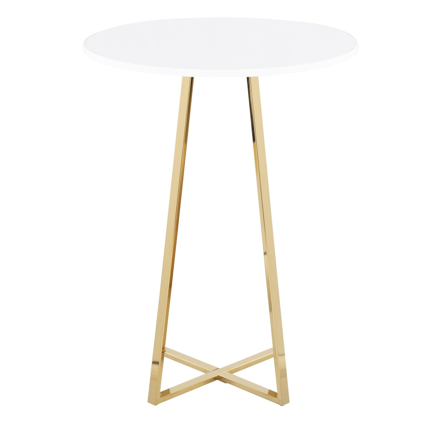 Cosmo Cece Contemporary/Glam Counter Table in Gold Steel and White Wood By LumiSource | Bar Tables | Modishstore - 5