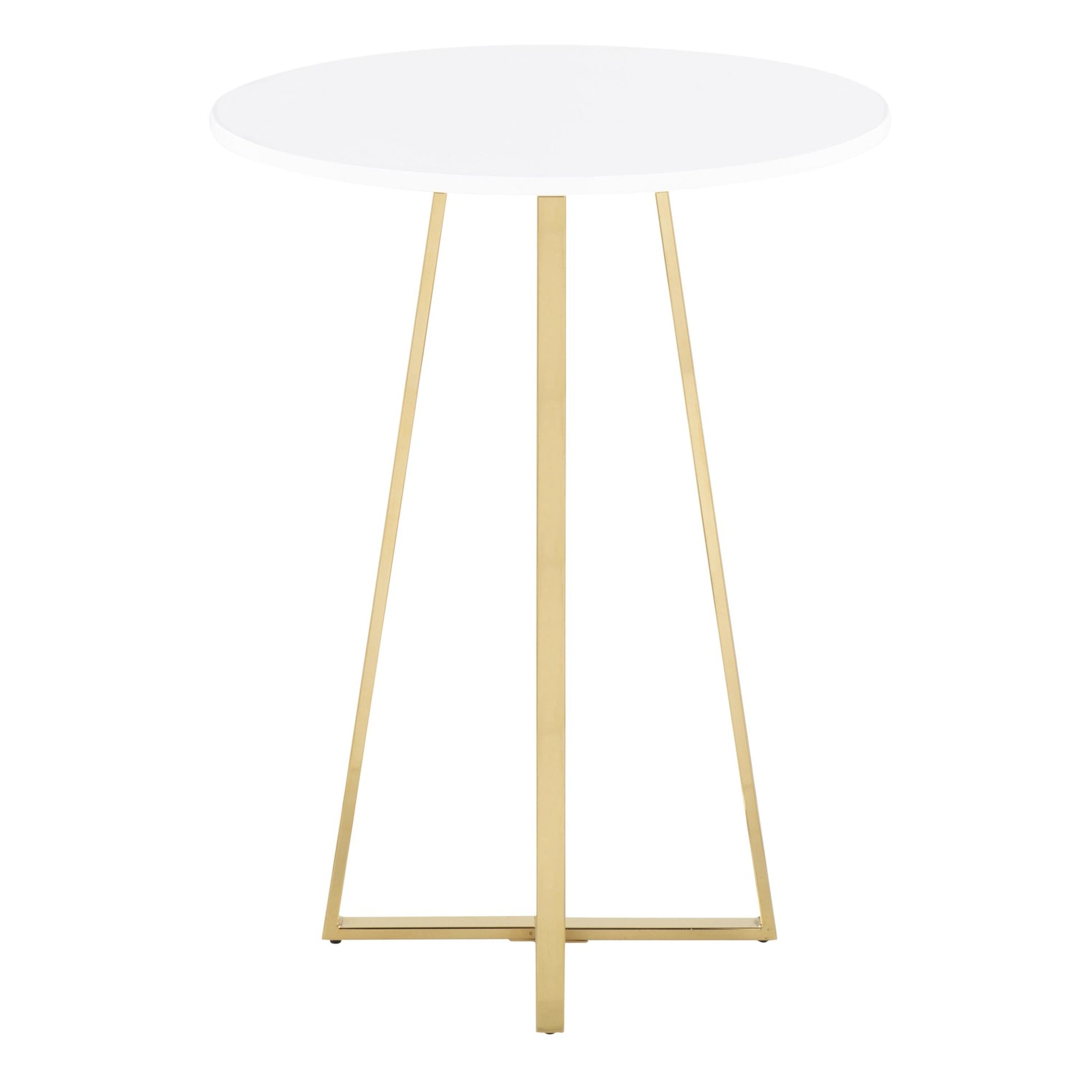Cosmo Cece Contemporary/Glam Counter Table in Gold Steel and White Wood By LumiSource | Bar Tables | Modishstore - 3