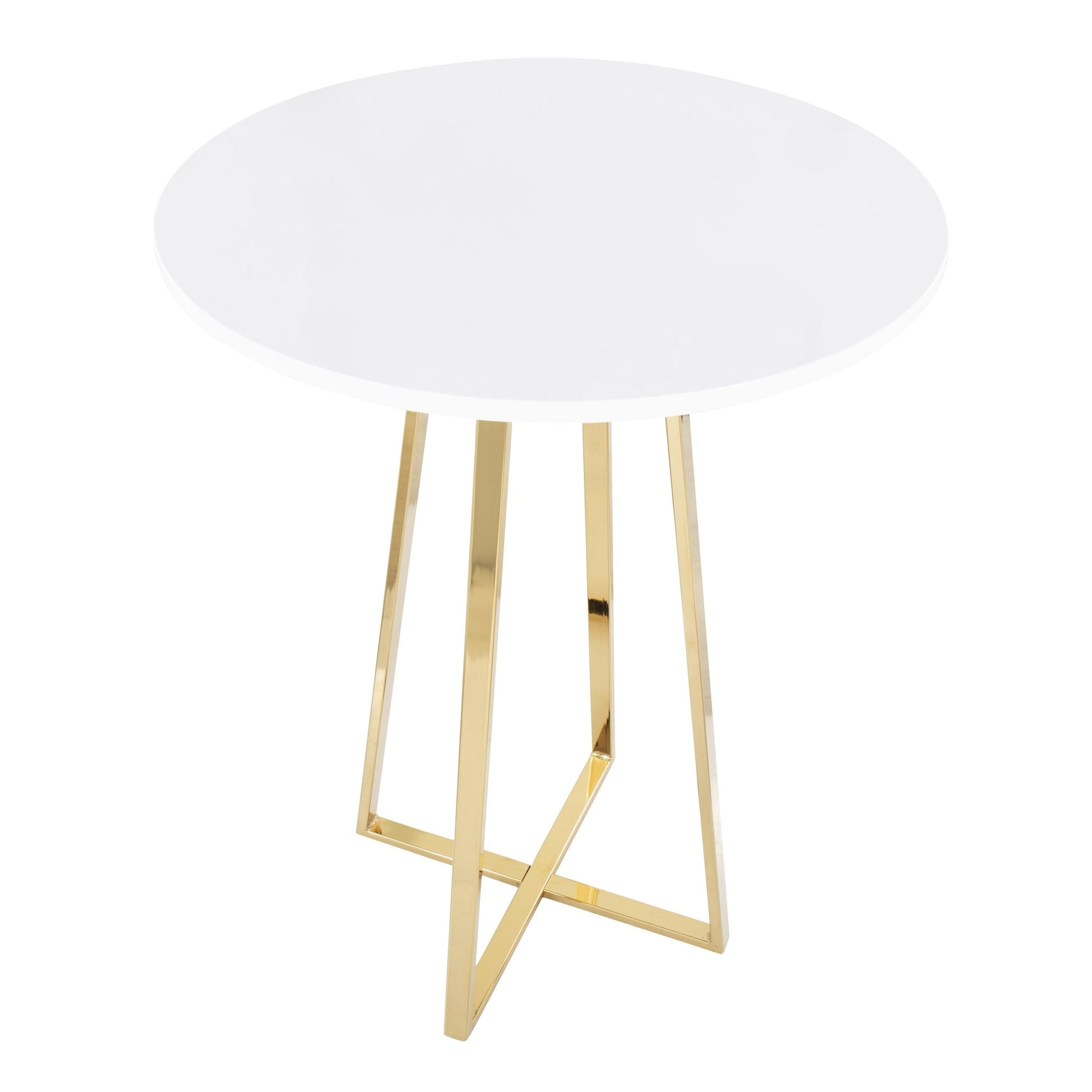 Cosmo Cece Contemporary/Glam Counter Table in Gold Steel and White Wood By LumiSource | Bar Tables | Modishstore - 6
