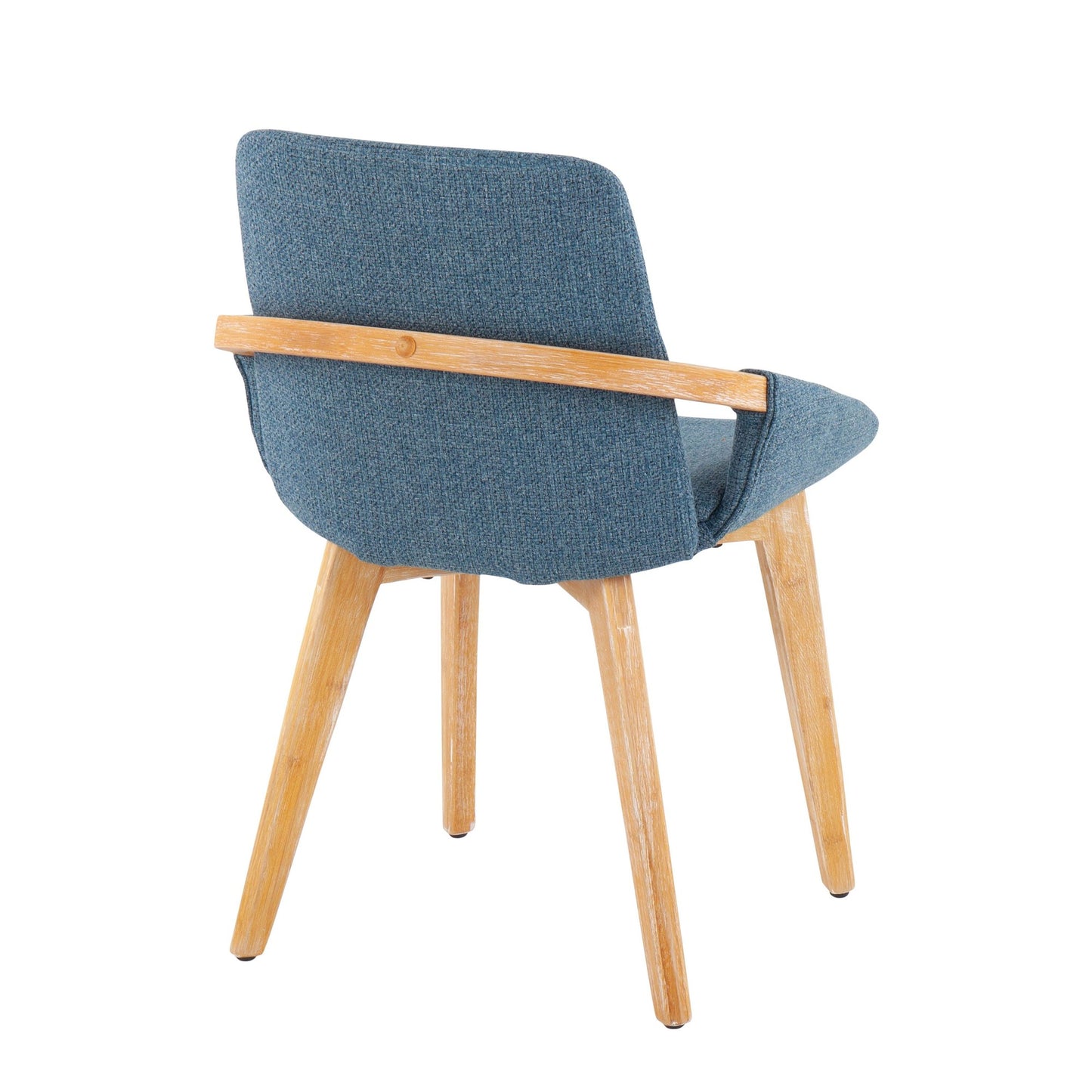 Cosmo Mid-Century Chair in Natural Bamboo and Blue Fabric By LumiSource | Side Chairs | Modishstore - 7