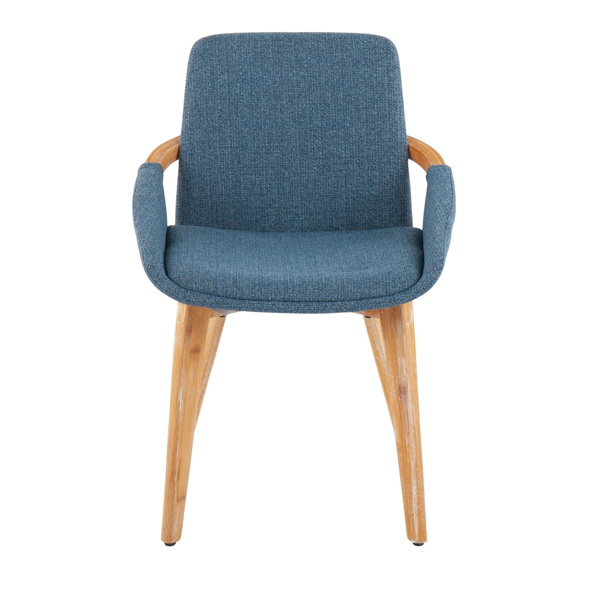 Cosmo Mid-Century Chair in Natural Bamboo and Blue Fabric By LumiSource | Side Chairs | Modishstore - 9