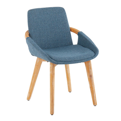 Cosmo Mid-Century Chair in Natural Bamboo and Blue Fabric By LumiSource | Side Chairs | Modishstore - 2