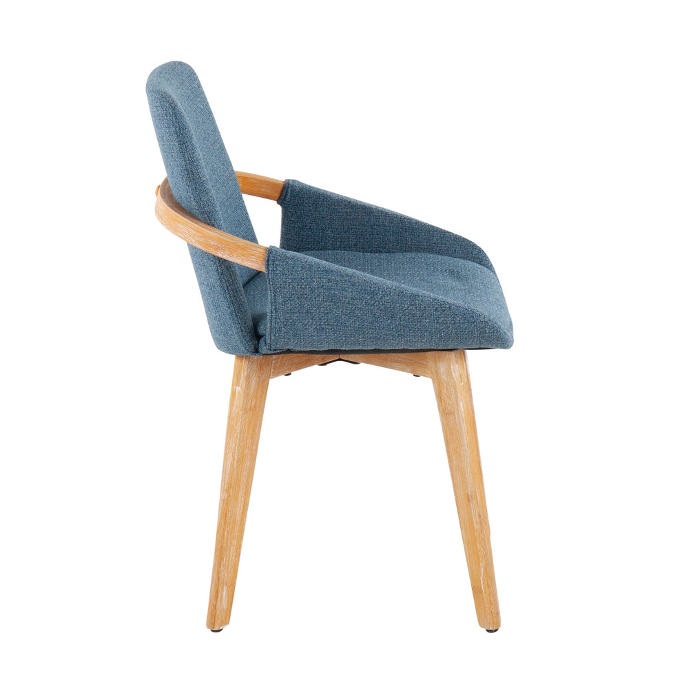 Cosmo Mid-Century Chair in Natural Bamboo and Blue Fabric By LumiSource | Side Chairs | Modishstore - 6