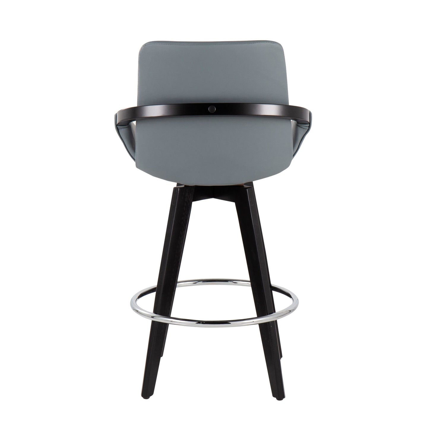 Cosmo Contemporary Fixed-Height Counter Stool with Swivel in Black Wood with Round Chrome Metal Footrest and Black Faux Leather Seat By LumiSource - Set of 2 | Counter Stools | Modishstore - 24