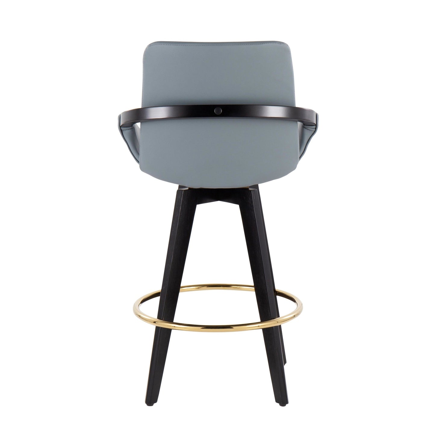 Cosmo Contemporary Fixed-Height Counter Stool with Swivel in Black Wood with Round Gold Metal Footrest and Black Faux Leather Seat By LumiSource - Set of 2 | Counter Stools | Modishstore - 24