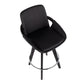 Cosmo Contemporary Fixed-Height Counter Stool with Swivel in Black Wood with Round Chrome Metal Footrest and Black Faux Leather Seat By LumiSource - Set of 2 | Counter Stools | Modishstore - 3