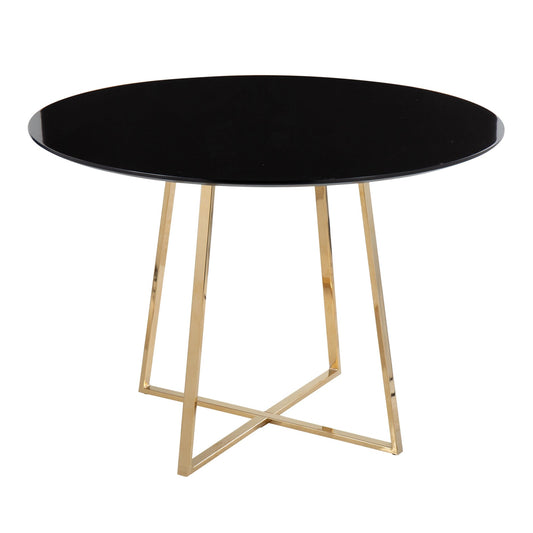 Cosmo Contemporary/Glam Dining Table in Gold Metal and Black Wood Top By LumiSource | Dining Tables | Modishstore