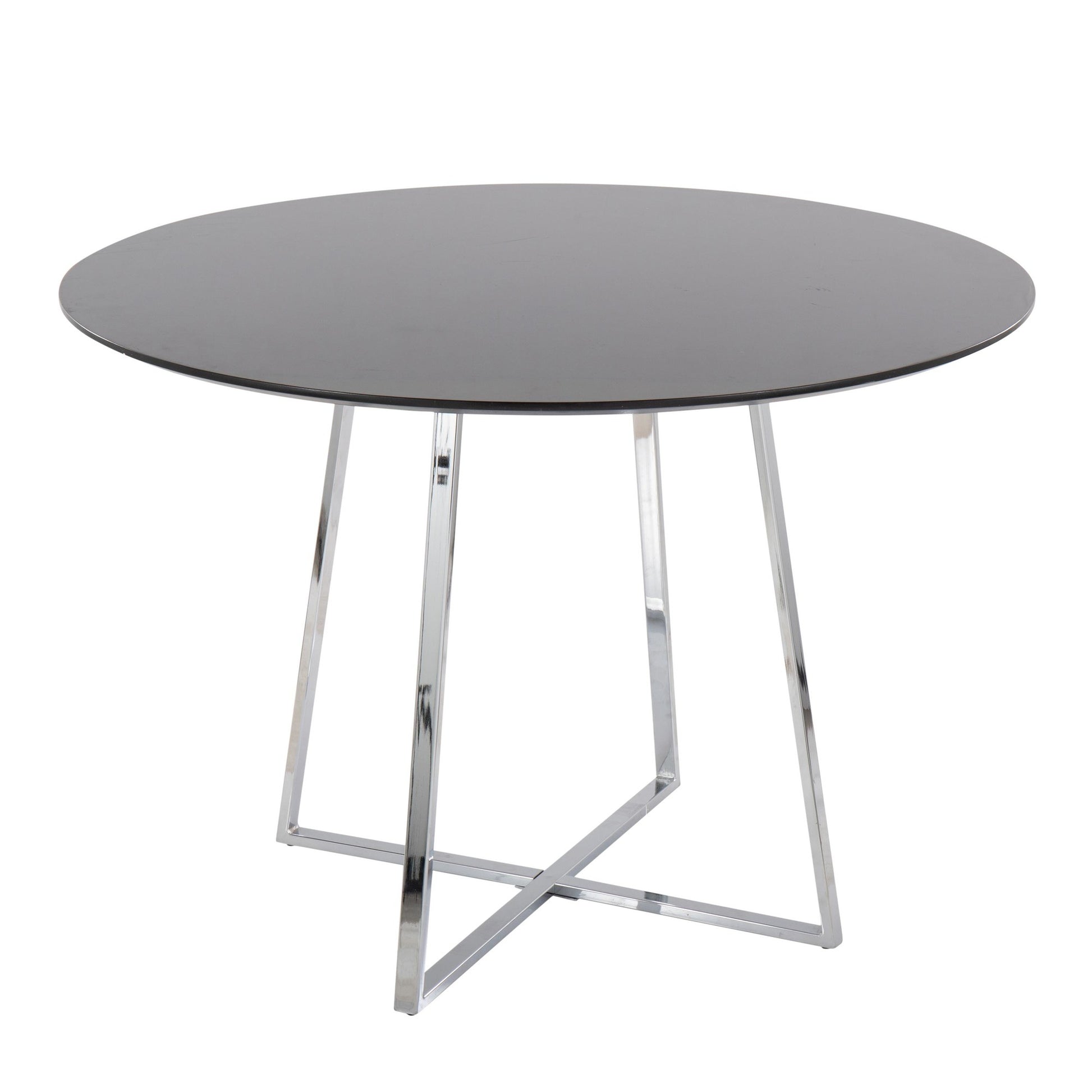 Cosmo Contemporary/Glam Dining Table in Chrome Metal and Black Wood Top By LumiSource | Dining Tables | Modishstore