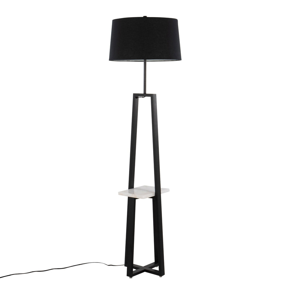 Cosmo Shelf Contemporary/Glam Floor Lamp in White Marble and Gold Metal with White Linen Shade By LumiSource | Floor Lamps | Modishstore - 15