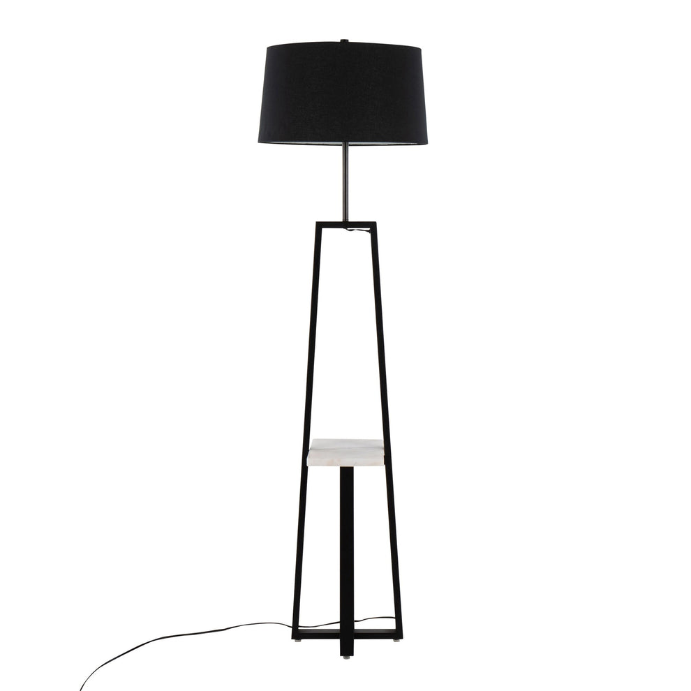 Cosmo Shelf Contemporary/Glam Floor Lamp in White Marble and Gold Metal with White Linen Shade By LumiSource | Floor Lamps | Modishstore - 16