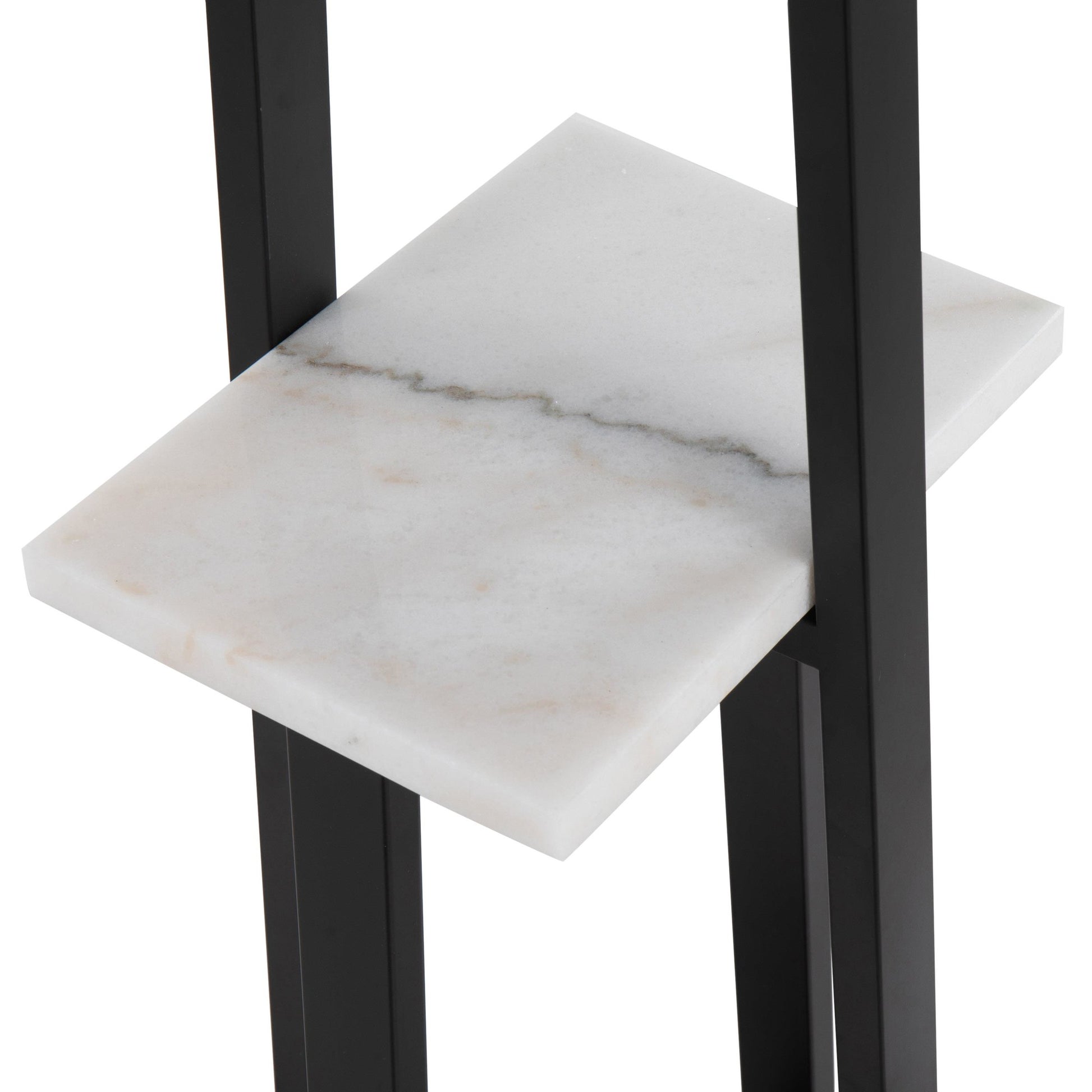 Cosmo Shelf Contemporary/Glam Floor Lamp in White Marble and Gold Metal with White Linen Shade By LumiSource | Floor Lamps | Modishstore - 11