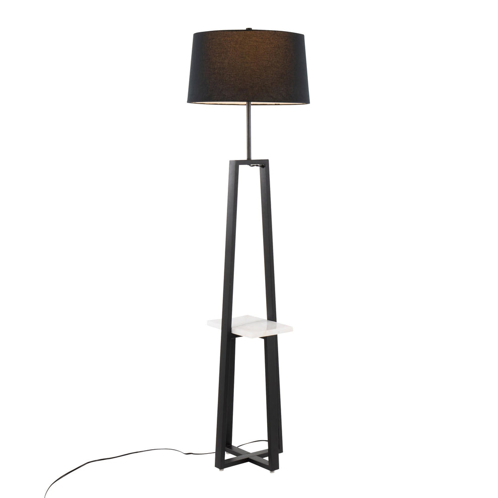 Cosmo Shelf Contemporary/Glam Floor Lamp in White Marble and Gold Metal with White Linen Shade By LumiSource | Floor Lamps | Modishstore - 13
