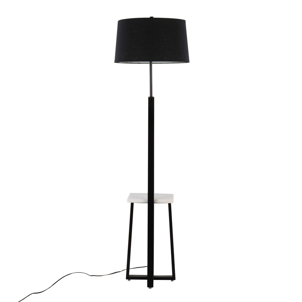 Cosmo Shelf Contemporary/Glam Floor Lamp in White Marble and Gold Metal with White Linen Shade By LumiSource | Floor Lamps | Modishstore - 14