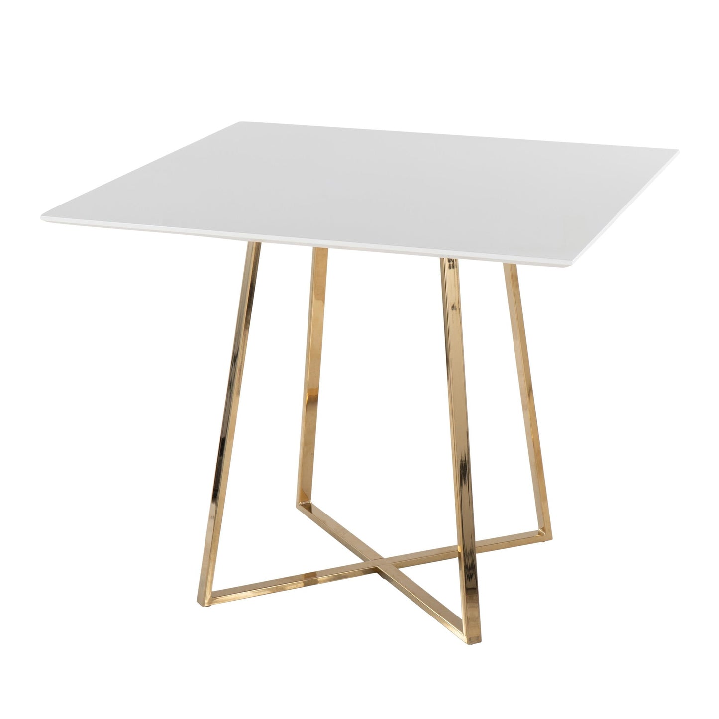 Cosmo Contemporary/glam Square Dining Table with Gold Metal Legs and White Wood Top By LumiSource | Dining Tables | Modishstore - 4