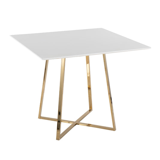 Cosmo Contemporary/glam Square Dining Table with Gold Metal Legs and White Wood Top By LumiSource | Dining Tables | Modishstore