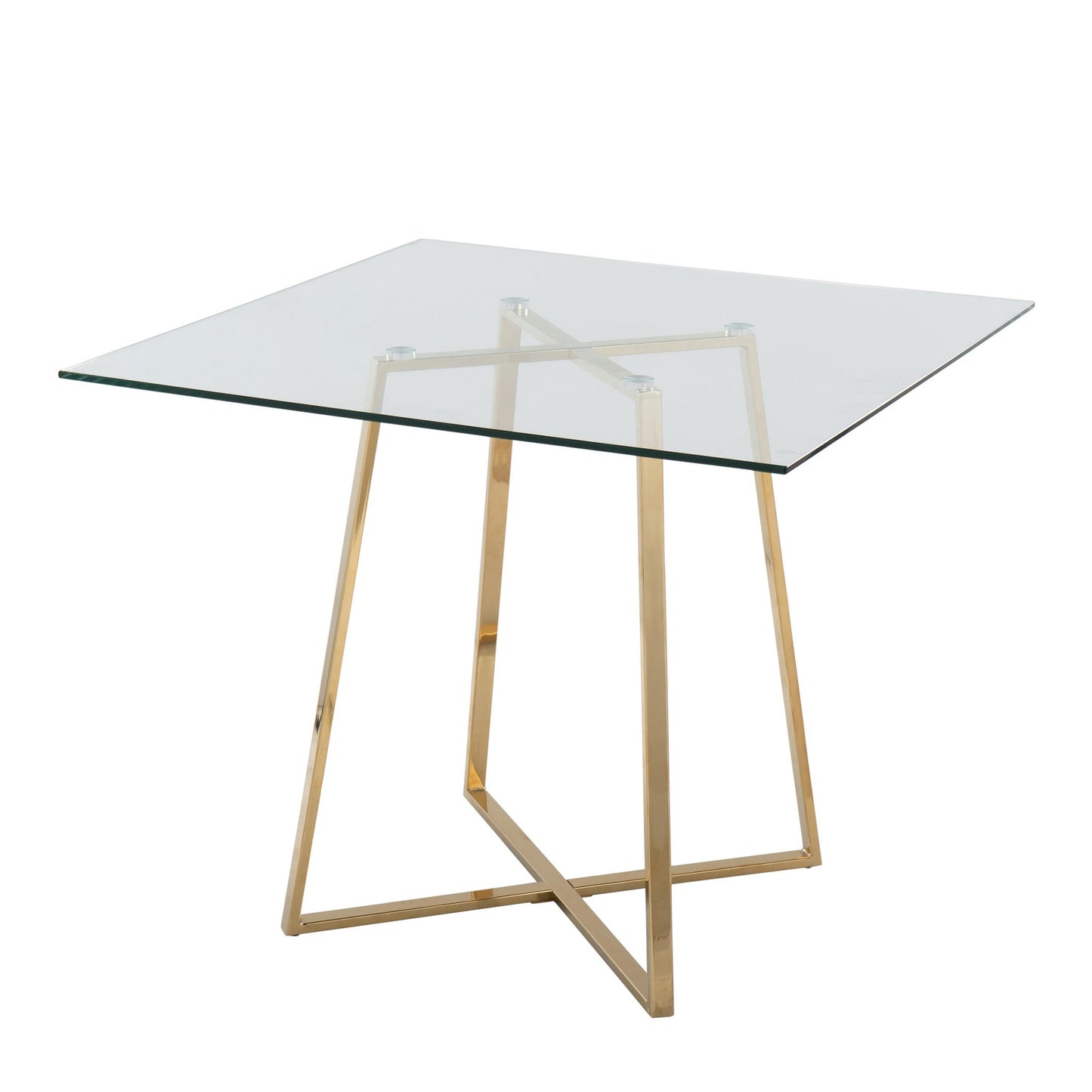 Cosmo Contemporary/glam Square Dining Table with Gold Metal Legs and Clear Glass Top By LumiSource | Dining Tables | Modishstore - 4