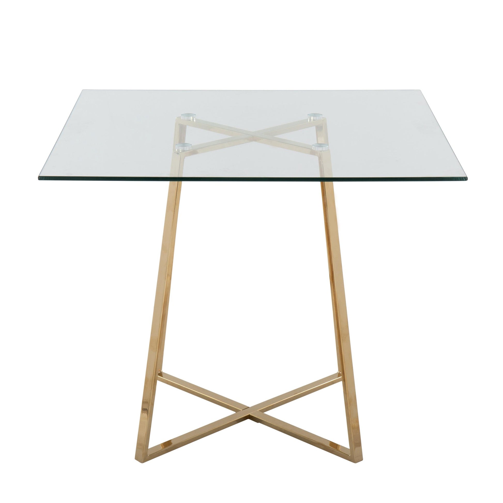 Cosmo Contemporary/glam Square Dining Table with Gold Metal Legs and Clear Glass Top By LumiSource | Dining Tables | Modishstore - 5