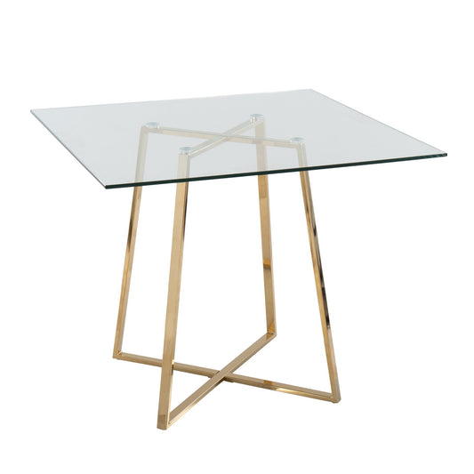 Cosmo Contemporary/glam Square Dining Table with Gold Metal Legs and Clear Glass Top By LumiSource | Dining Tables | Modishstore