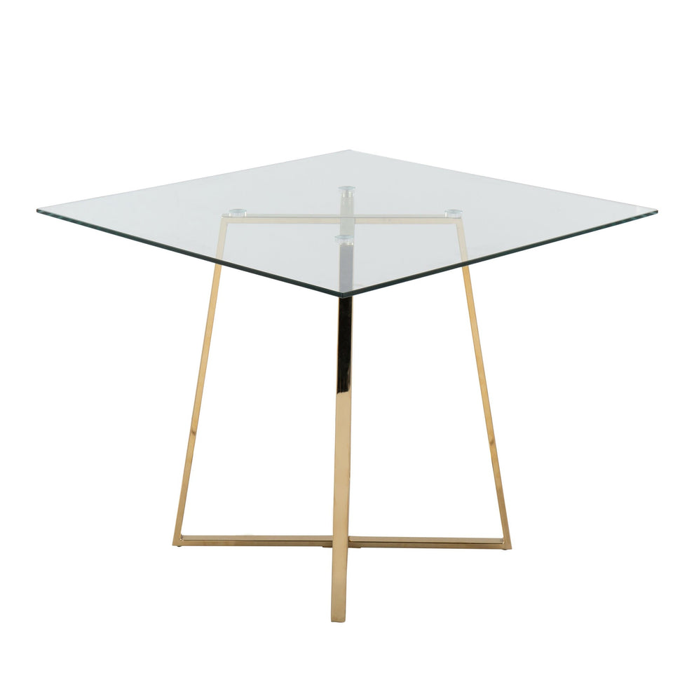 Cosmo Contemporary/glam Square Dining Table with Gold Metal Legs and Clear Glass Top By LumiSource | Dining Tables | Modishstore - 3