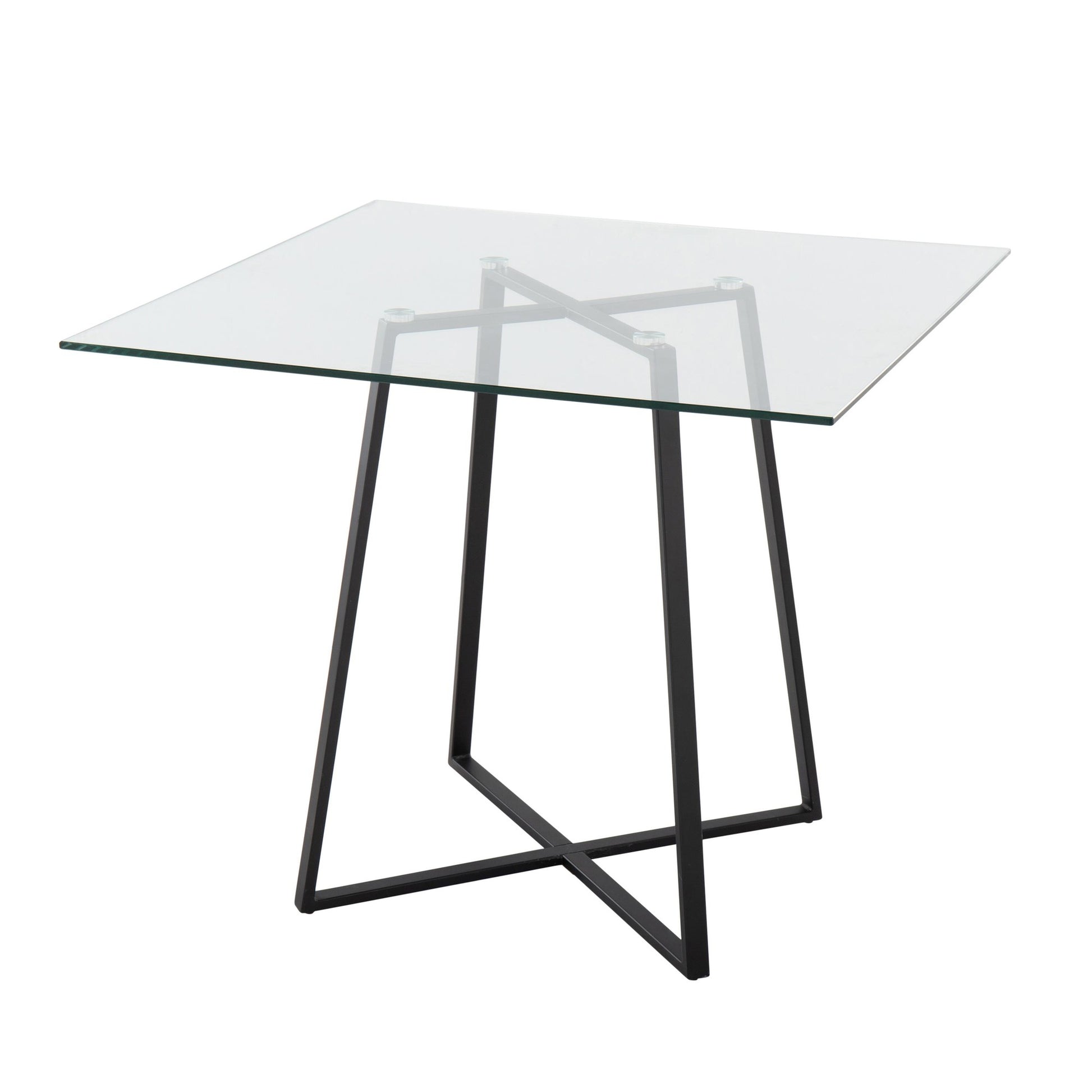 Cosmo Contemporary Square Dining Table with Black Metal Legs and Clear Glass Top By LumiSource | Dining Tables | Modishstore - 4