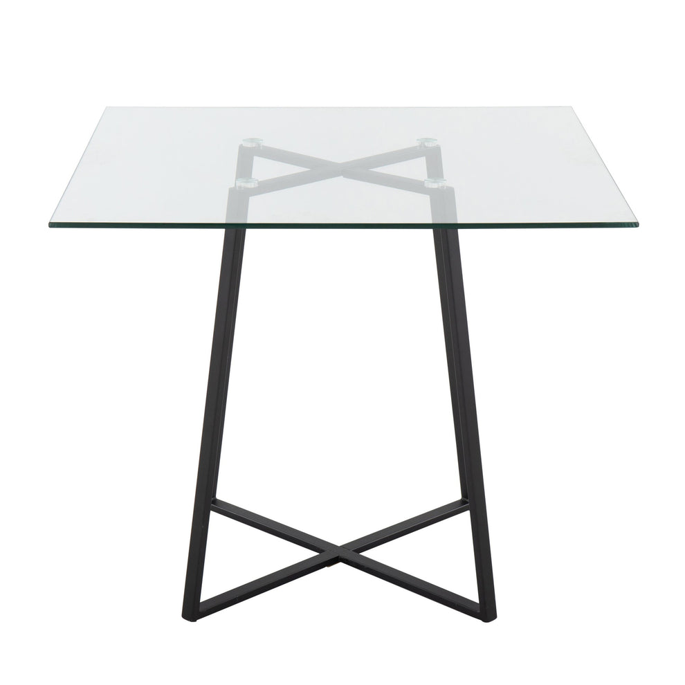 Cosmo Contemporary Square Dining Table with Black Metal Legs and Clear Glass Top By LumiSource | Dining Tables | Modishstore - 5