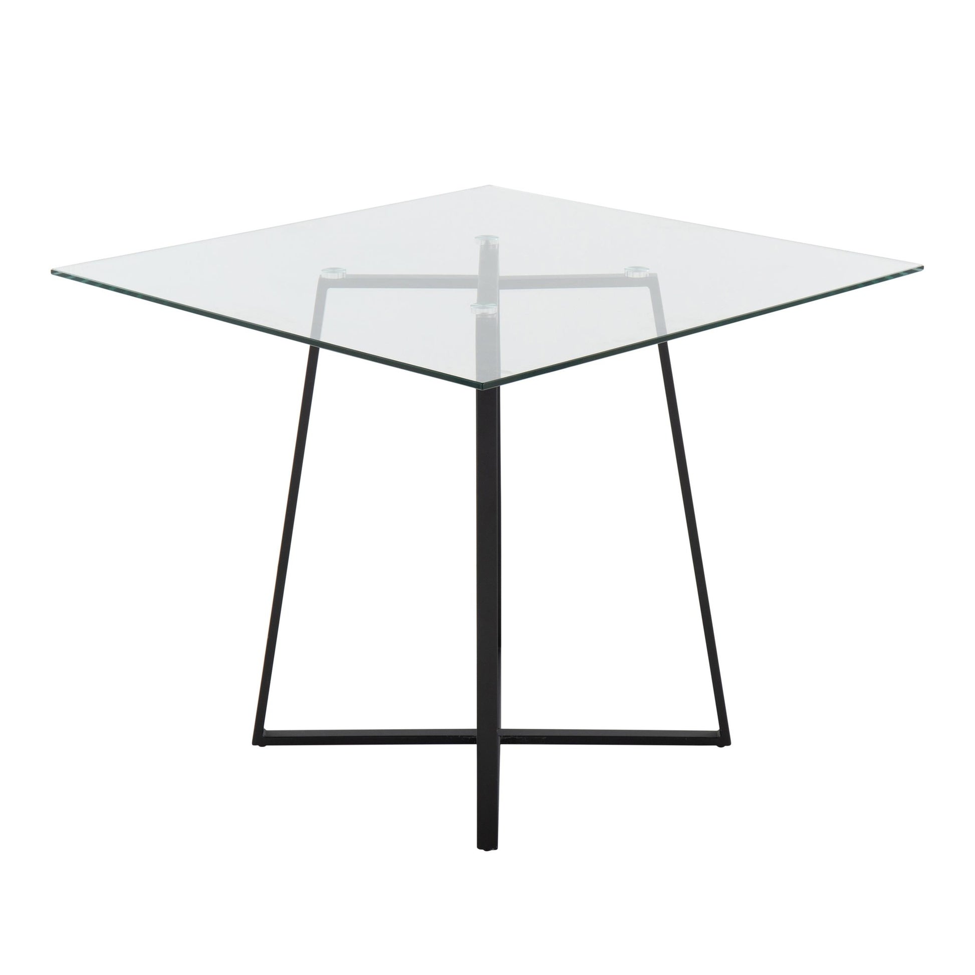 Cosmo Contemporary Square Dining Table with Black Metal Legs and Clear Glass Top By LumiSource | Dining Tables | Modishstore - 3