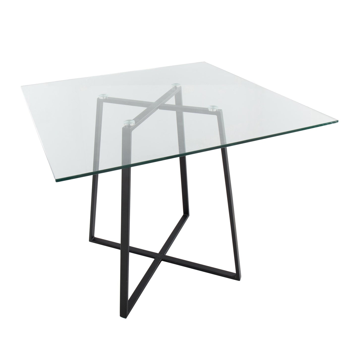 Cosmo Contemporary Square Dining Table with Black Metal Legs and Clear Glass Top By LumiSource | Dining Tables | Modishstore - 6